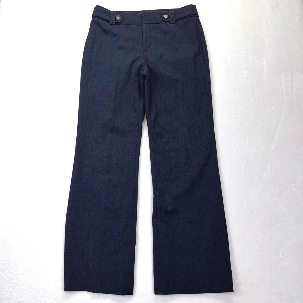Banana Republic Jackson Fit Pants Womens 8 Navy Blue Wool Blend Wide Leg‎ Career
